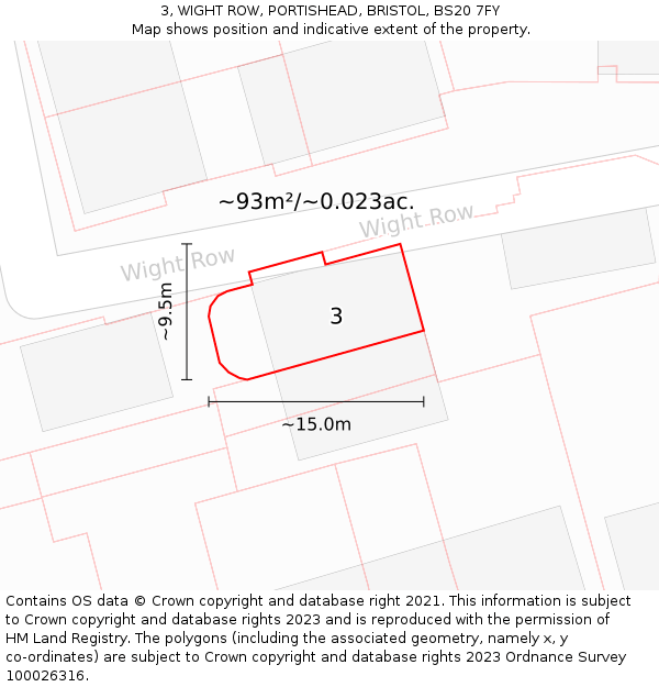 3, WIGHT ROW, PORTISHEAD, BRISTOL, BS20 7FY: Plot and title map