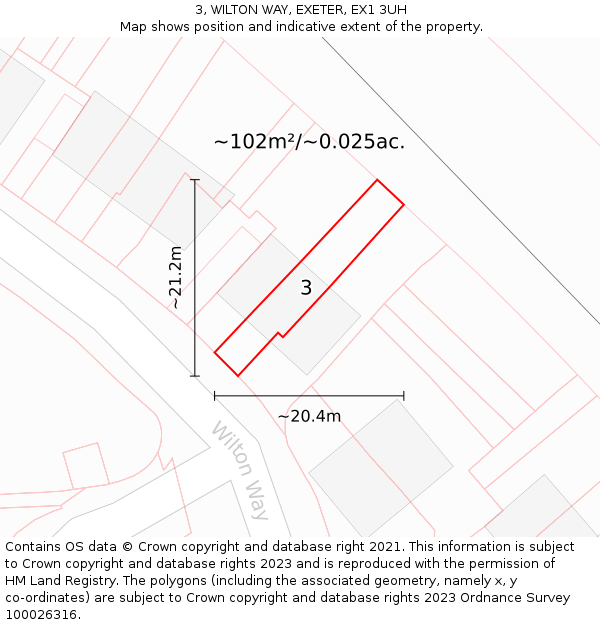 3, WILTON WAY, EXETER, EX1 3UH: Plot and title map