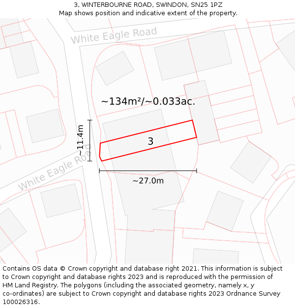3, WINTERBOURNE ROAD, SWINDON, SN25 1PZ: Plot and title map