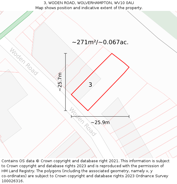 3, WODEN ROAD, WOLVERHAMPTON, WV10 0AU: Plot and title map