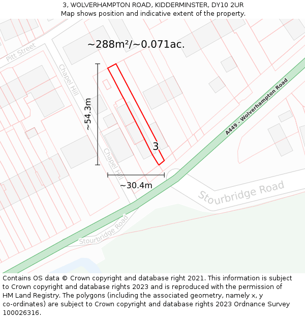 3, WOLVERHAMPTON ROAD, KIDDERMINSTER, DY10 2UR: Plot and title map