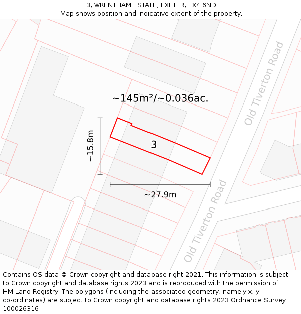 3, WRENTHAM ESTATE, EXETER, EX4 6ND: Plot and title map