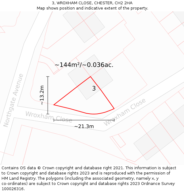 3, WROXHAM CLOSE, CHESTER, CH2 2HA: Plot and title map
