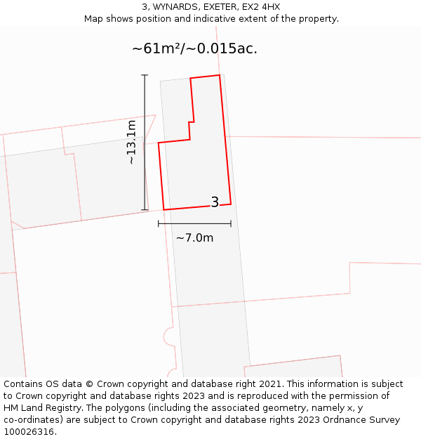 3, WYNARDS, EXETER, EX2 4HX: Plot and title map