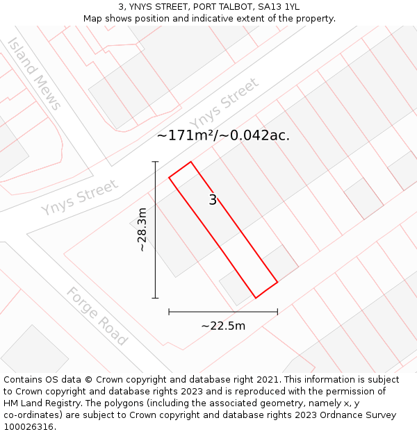 3, YNYS STREET, PORT TALBOT, SA13 1YL: Plot and title map