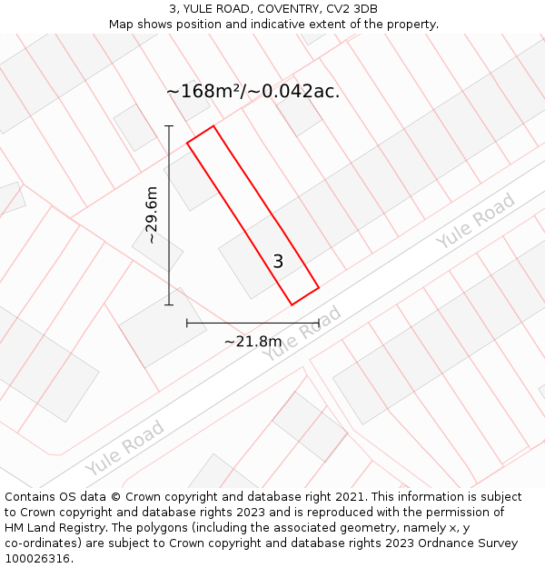 3, YULE ROAD, COVENTRY, CV2 3DB: Plot and title map