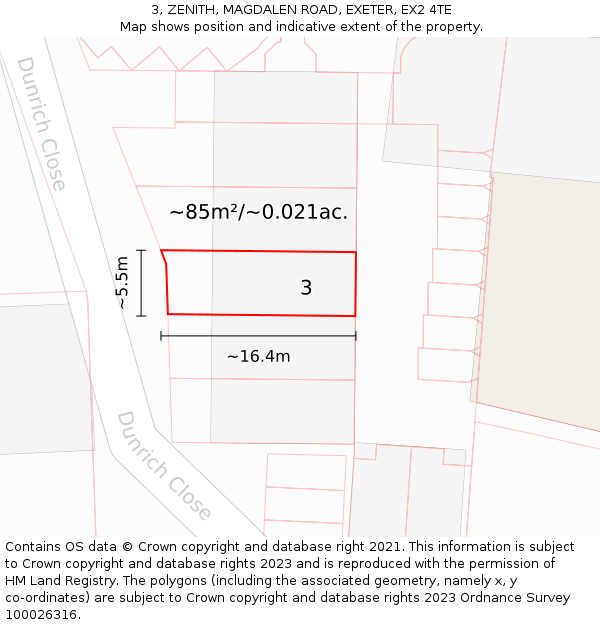 3, ZENITH, MAGDALEN ROAD, EXETER, EX2 4TE: Plot and title map