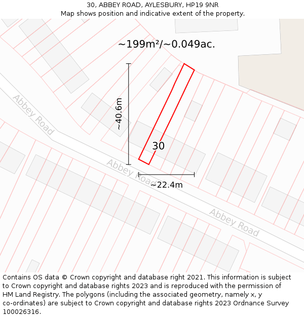 30, ABBEY ROAD, AYLESBURY, HP19 9NR: Plot and title map
