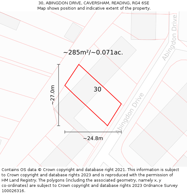 30, ABINGDON DRIVE, CAVERSHAM, READING, RG4 6SE: Plot and title map