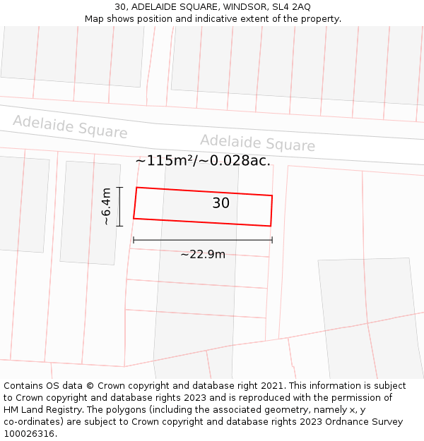 30, ADELAIDE SQUARE, WINDSOR, SL4 2AQ: Plot and title map