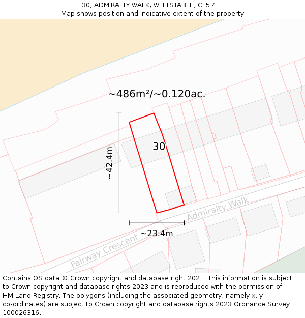 30, ADMIRALTY WALK, WHITSTABLE, CT5 4ET: Plot and title map