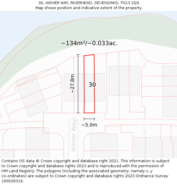 30, AISHER WAY, RIVERHEAD, SEVENOAKS, TN13 2QS: Plot and title map