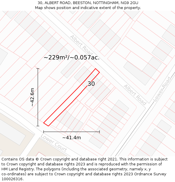 30, ALBERT ROAD, BEESTON, NOTTINGHAM, NG9 2GU: Plot and title map
