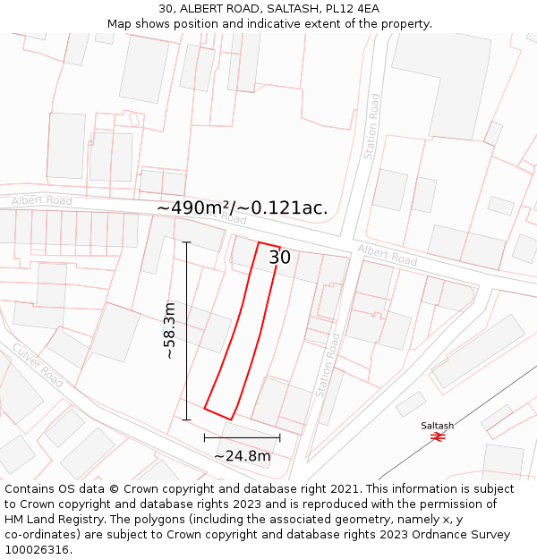 30, ALBERT ROAD, SALTASH, PL12 4EA: Plot and title map
