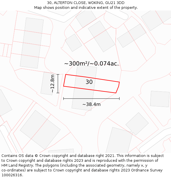 30, ALTERTON CLOSE, WOKING, GU21 3DD: Plot and title map