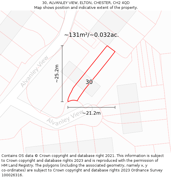 30, ALVANLEY VIEW, ELTON, CHESTER, CH2 4QD: Plot and title map