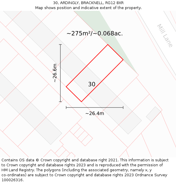 30, ARDINGLY, BRACKNELL, RG12 8XR: Plot and title map