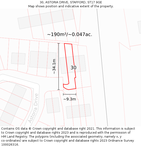 30, ASTORIA DRIVE, STAFFORD, ST17 9GE: Plot and title map