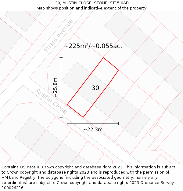 30, AUSTIN CLOSE, STONE, ST15 0AB: Plot and title map