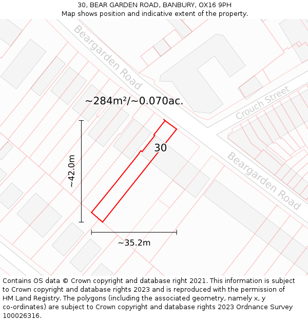 30, BEAR GARDEN ROAD, BANBURY, OX16 9PH: Plot and title map