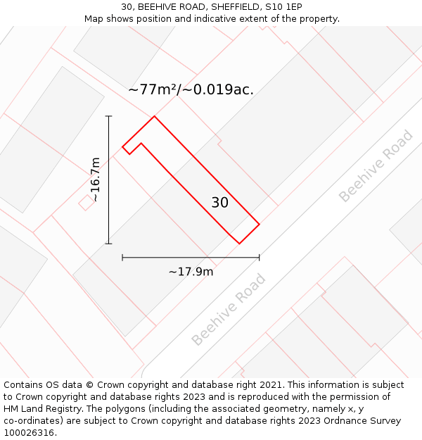 30, BEEHIVE ROAD, SHEFFIELD, S10 1EP: Plot and title map