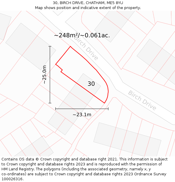 30, BIRCH DRIVE, CHATHAM, ME5 8YU: Plot and title map