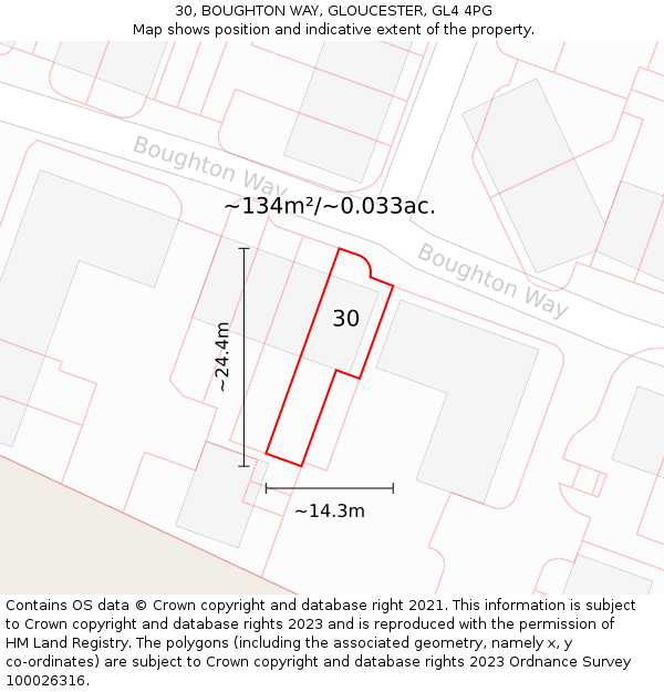 30, BOUGHTON WAY, GLOUCESTER, GL4 4PG: Plot and title map