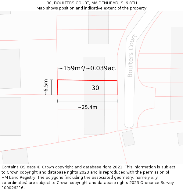 30, BOULTERS COURT, MAIDENHEAD, SL6 8TH: Plot and title map