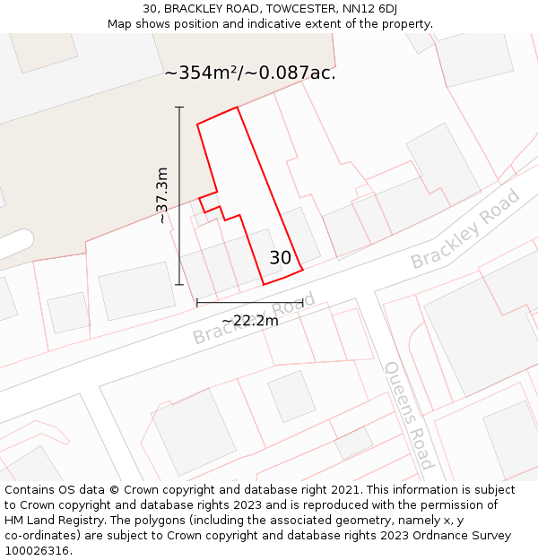 30, BRACKLEY ROAD, TOWCESTER, NN12 6DJ: Plot and title map