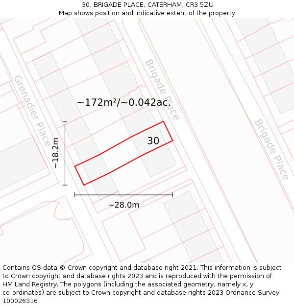 30, BRIGADE PLACE, CATERHAM, CR3 5ZU: Plot and title map