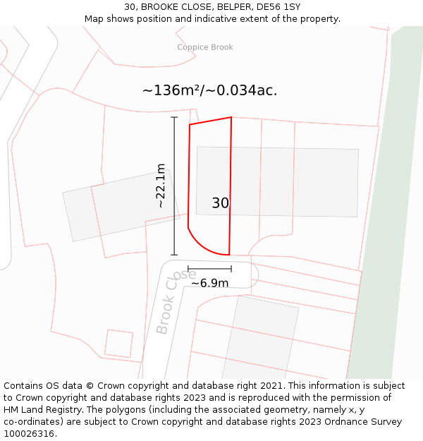 30, BROOKE CLOSE, BELPER, DE56 1SY: Plot and title map