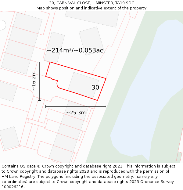 30, CARNIVAL CLOSE, ILMINSTER, TA19 9DG: Plot and title map