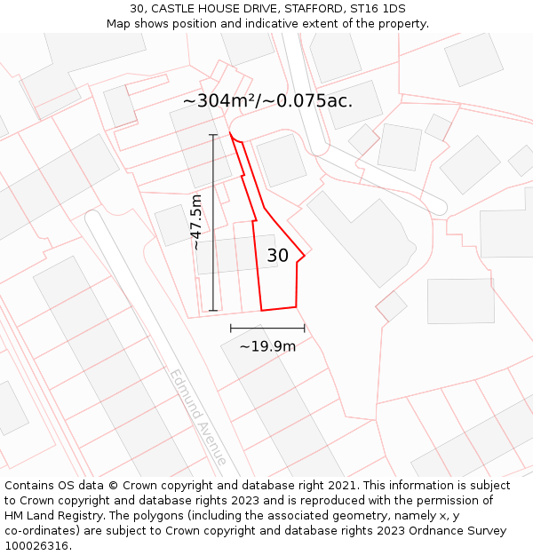 30, CASTLE HOUSE DRIVE, STAFFORD, ST16 1DS: Plot and title map