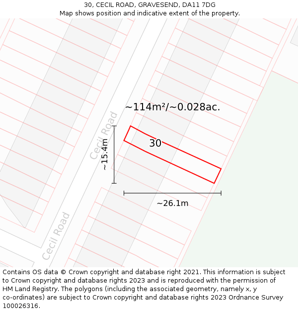 30, CECIL ROAD, GRAVESEND, DA11 7DG: Plot and title map