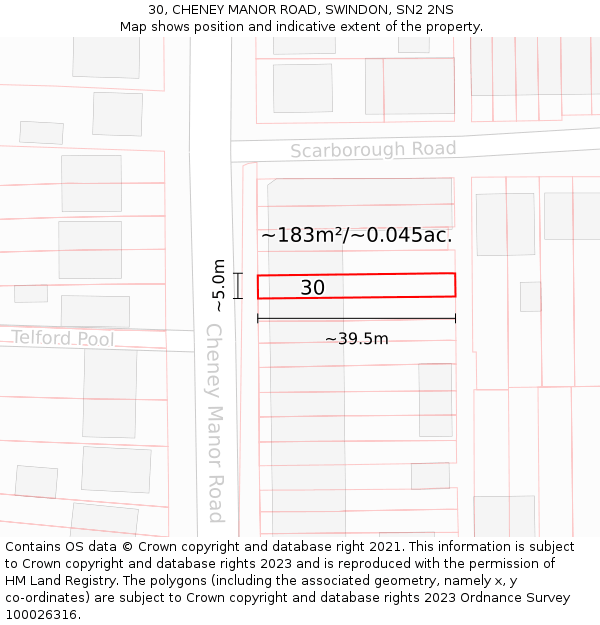 30, CHENEY MANOR ROAD, SWINDON, SN2 2NS: Plot and title map