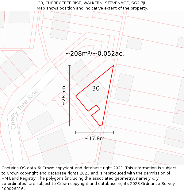30, CHERRY TREE RISE, WALKERN, STEVENAGE, SG2 7JL: Plot and title map