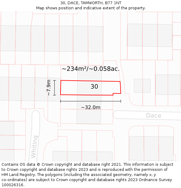 30, DACE, TAMWORTH, B77 1NT: Plot and title map