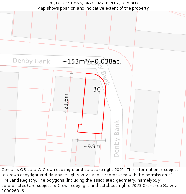 30, DENBY BANK, MAREHAY, RIPLEY, DE5 8LD: Plot and title map