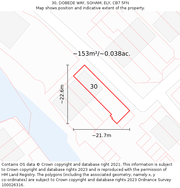 30, DOBEDE WAY, SOHAM, ELY, CB7 5FN: Plot and title map