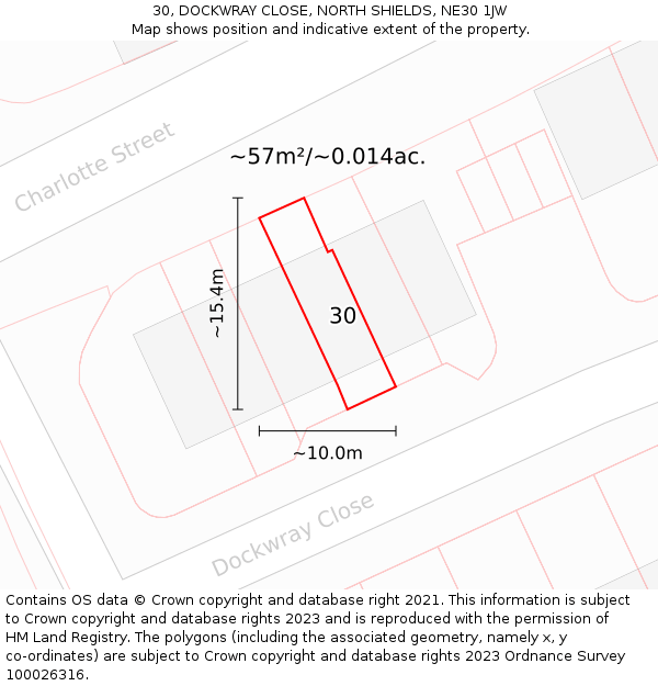30, DOCKWRAY CLOSE, NORTH SHIELDS, NE30 1JW: Plot and title map