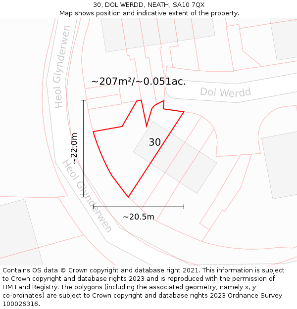 30, DOL WERDD, NEATH, SA10 7QX: Plot and title map