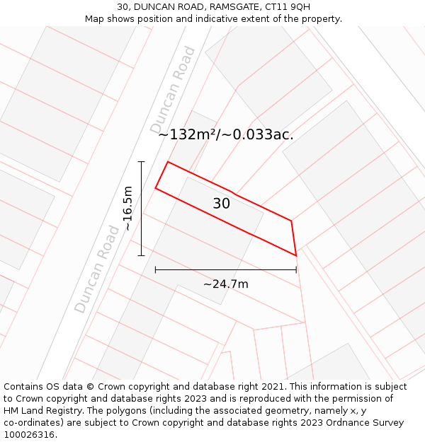30, DUNCAN ROAD, RAMSGATE, CT11 9QH: Plot and title map
