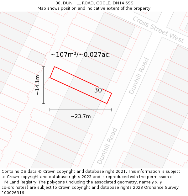 30, DUNHILL ROAD, GOOLE, DN14 6SS: Plot and title map