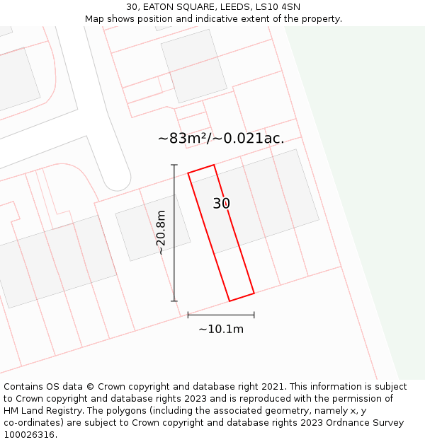 30, EATON SQUARE, LEEDS, LS10 4SN: Plot and title map