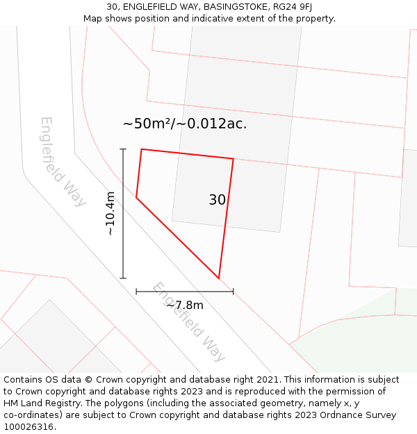 30, ENGLEFIELD WAY, BASINGSTOKE, RG24 9FJ: Plot and title map