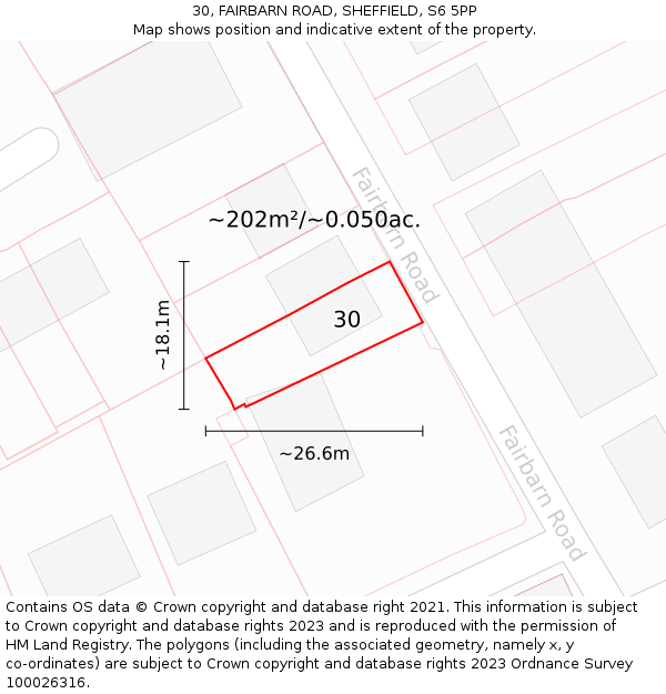 30, FAIRBARN ROAD, SHEFFIELD, S6 5PP: Plot and title map