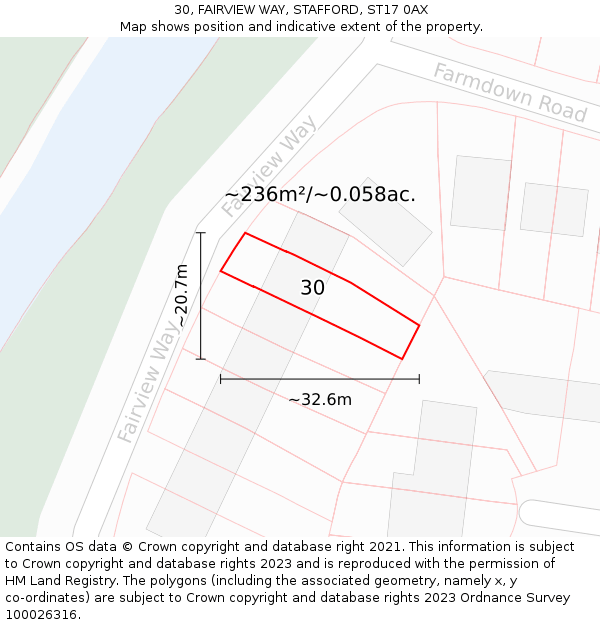 30, FAIRVIEW WAY, STAFFORD, ST17 0AX: Plot and title map