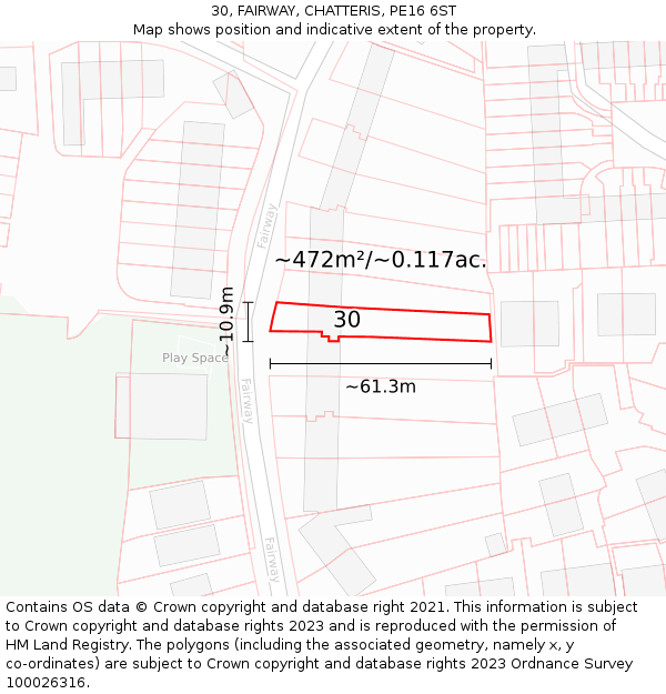 30, FAIRWAY, CHATTERIS, PE16 6ST: Plot and title map