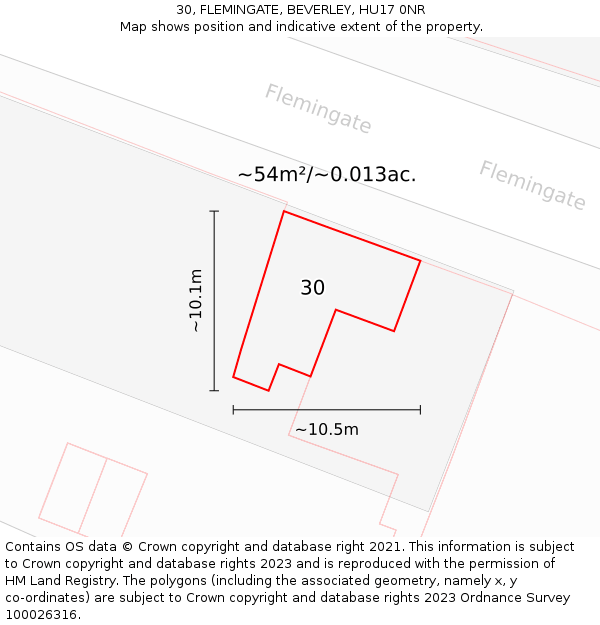 30, FLEMINGATE, BEVERLEY, HU17 0NR: Plot and title map
