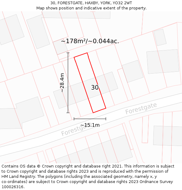 30, FORESTGATE, HAXBY, YORK, YO32 2WT: Plot and title map